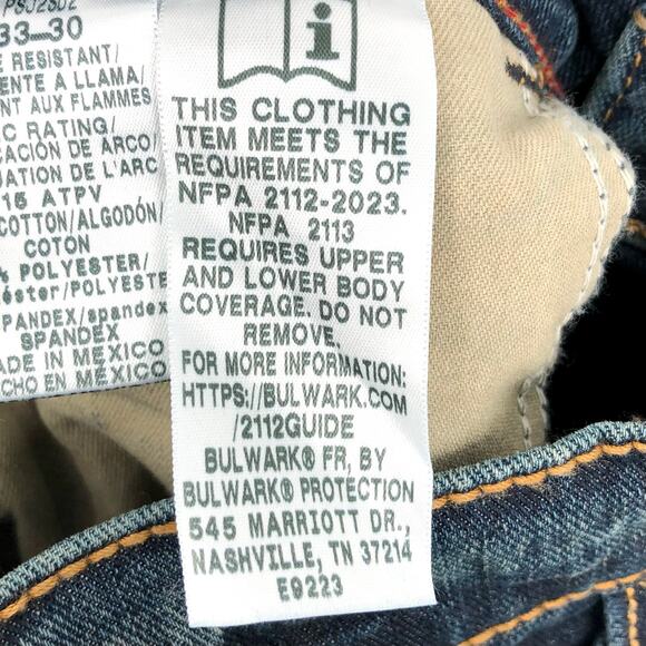 BULWARK Men’s Relaxed Fit FR Bootcut Jeans 33x30 Blue Sanded Denim NWT - Picture 13 of 13